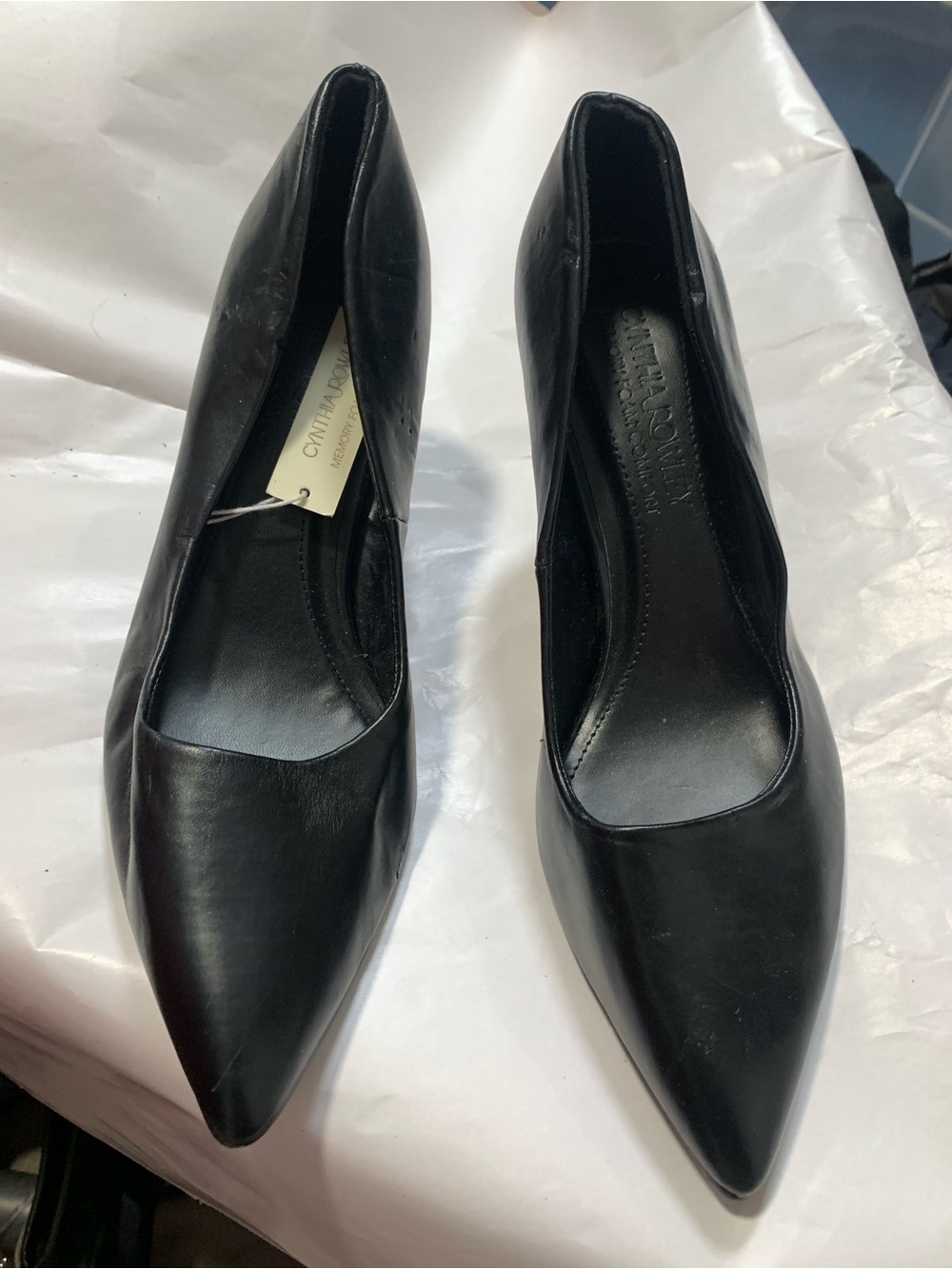 Cynthia Rowley Black Leather Pointed Toe Pumps